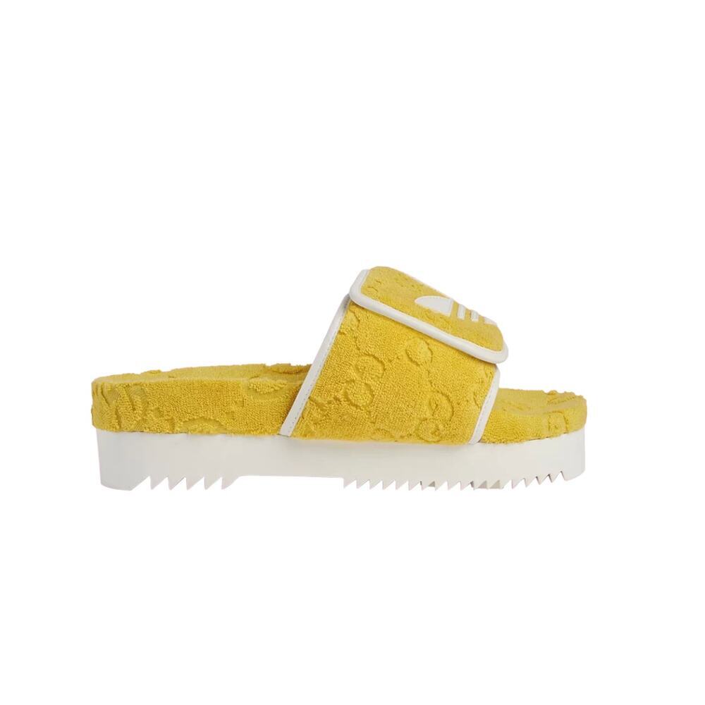 NIB Gucci x Adidas GG Platform Sandal Size 40 Slides Yellow - Picture 12 of 16